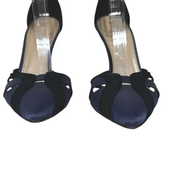 J. Crew Navy and Black Strappy Pointed-Toe Stiletto Heels - Picture 4 of 13